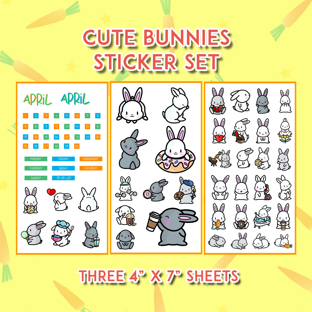 Cute Bunnies - April - Sticker Set