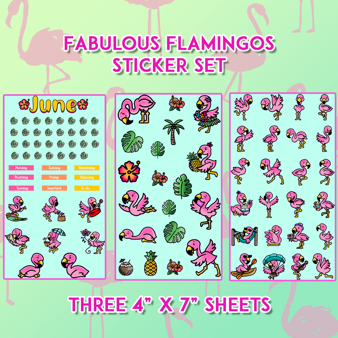 Tropical Flamingos - June - Sticker Set