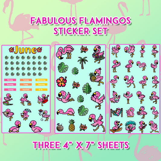 Tropical Flamingos - June - Sticker Set