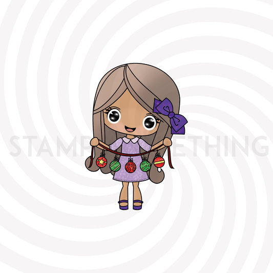 Melanie with Ornaments DIGITAL STAMP