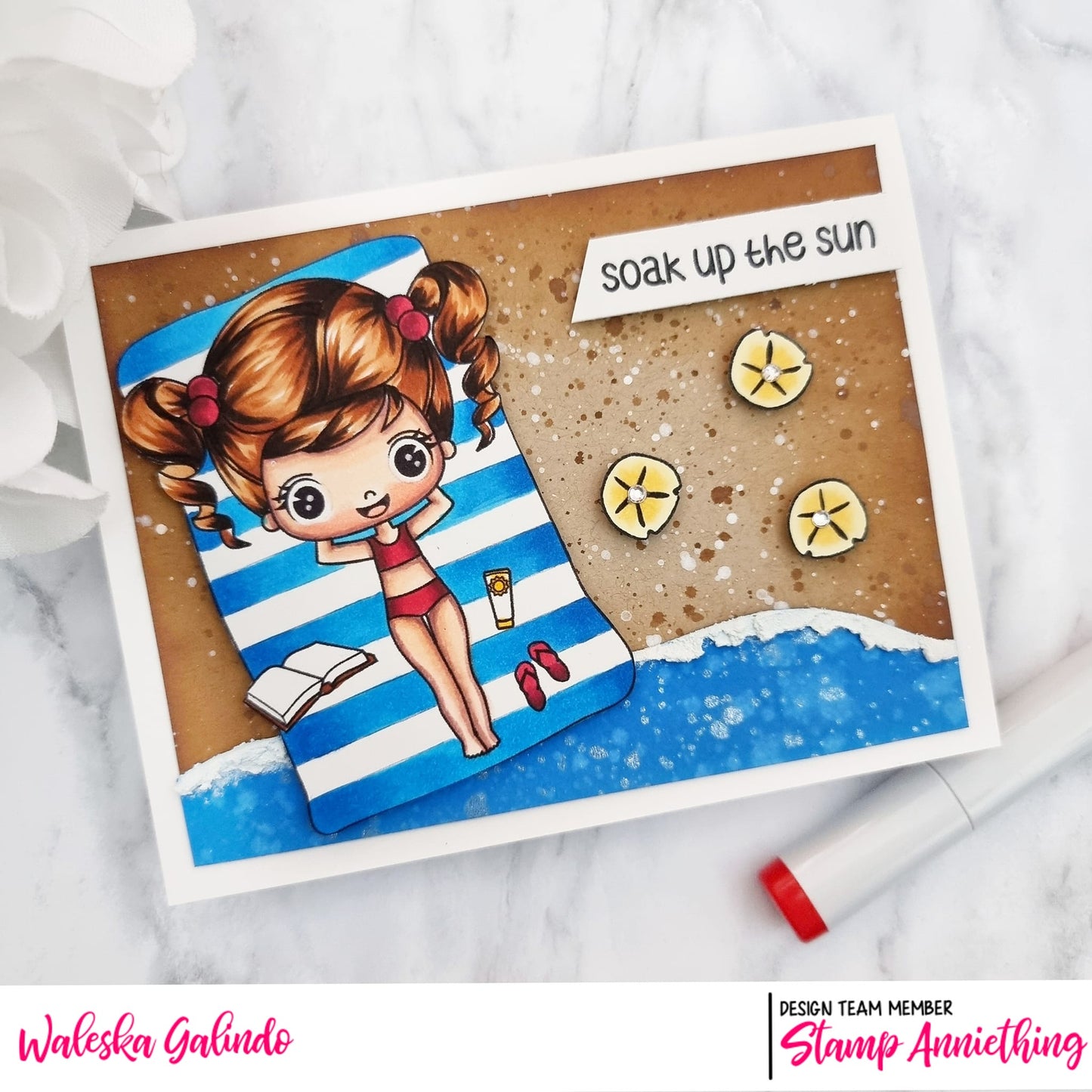 Beach Towel Girl DIGITAL STAMP