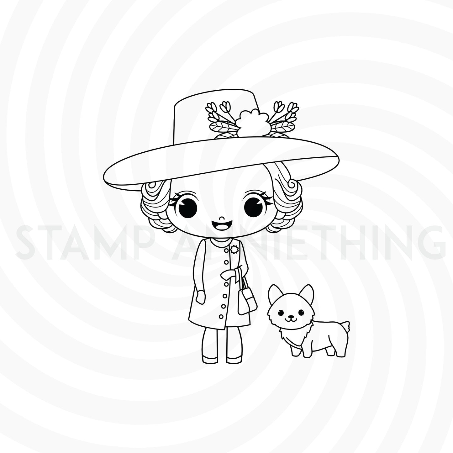 The Queen and her Corgi DIGITAL STAMP