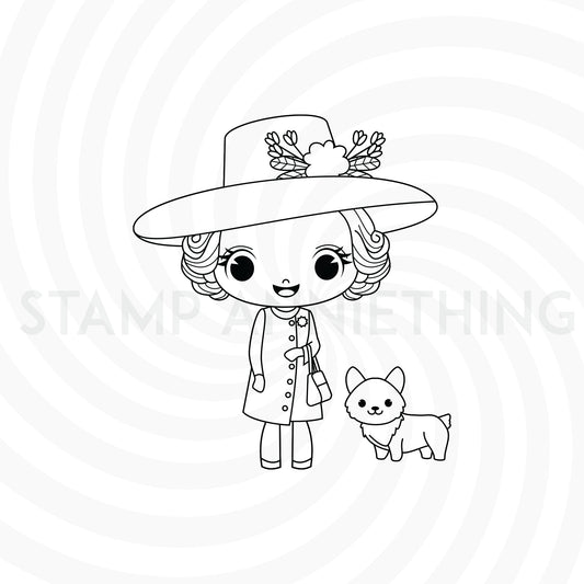 The Queen and her Corgi DIGITAL STAMP