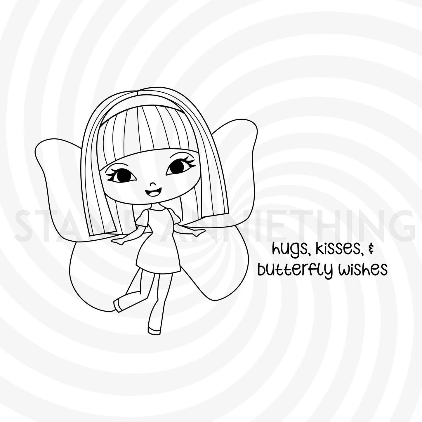 Hugs, Kisses & Butterfly Wishes -DIGITAL STAMP