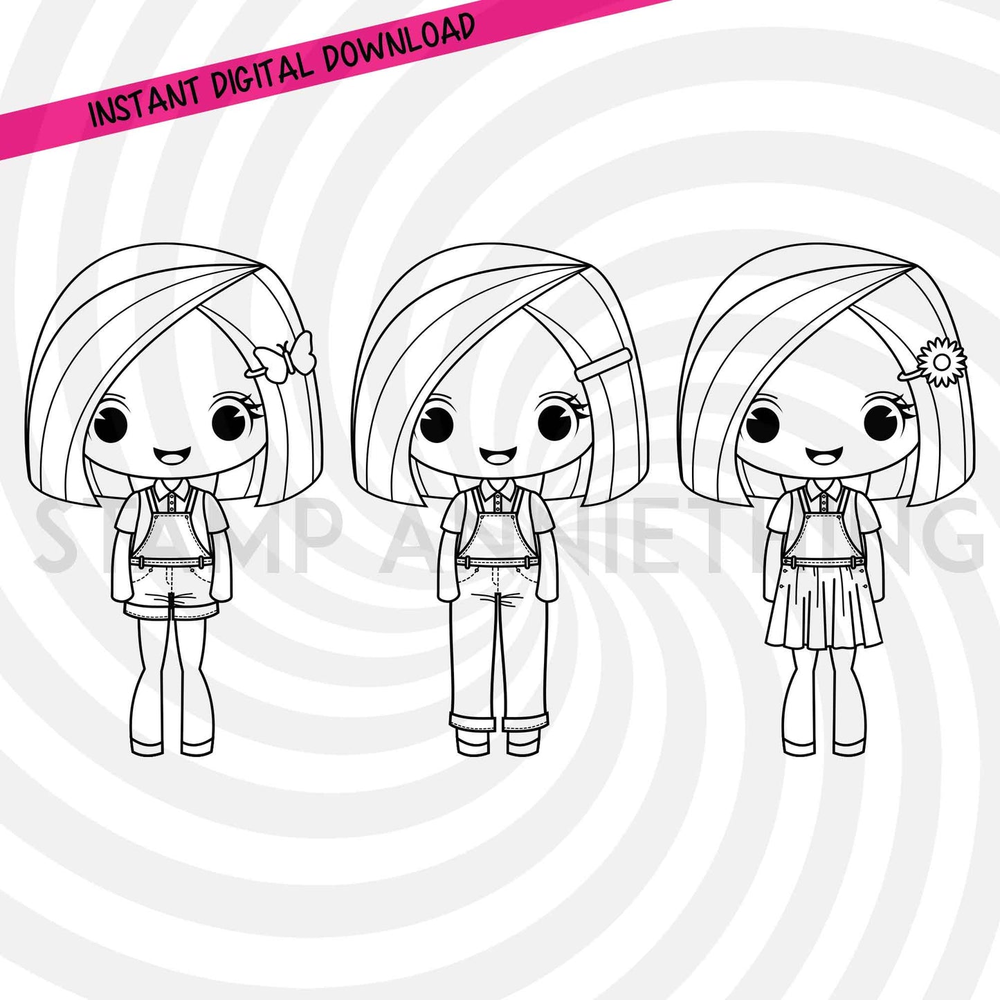 Monochromatic Michelle DIGITAL STAMP