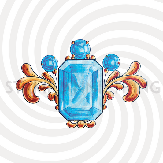 Aquamarine Gemstone Digital Stamp