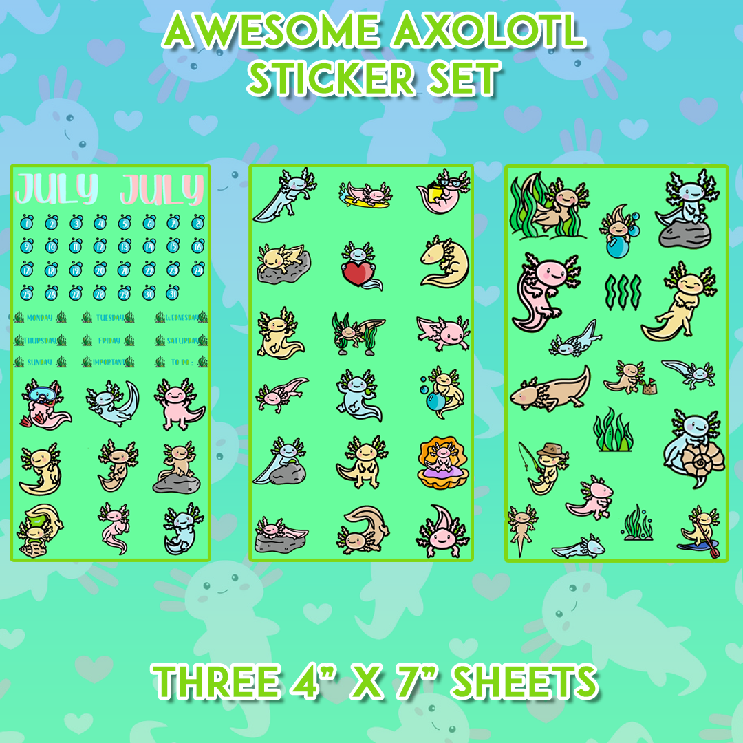 Awesome Axolotl - July - Sticker Set