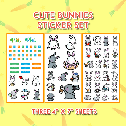 Cute Bunnies - April - Sticker Set