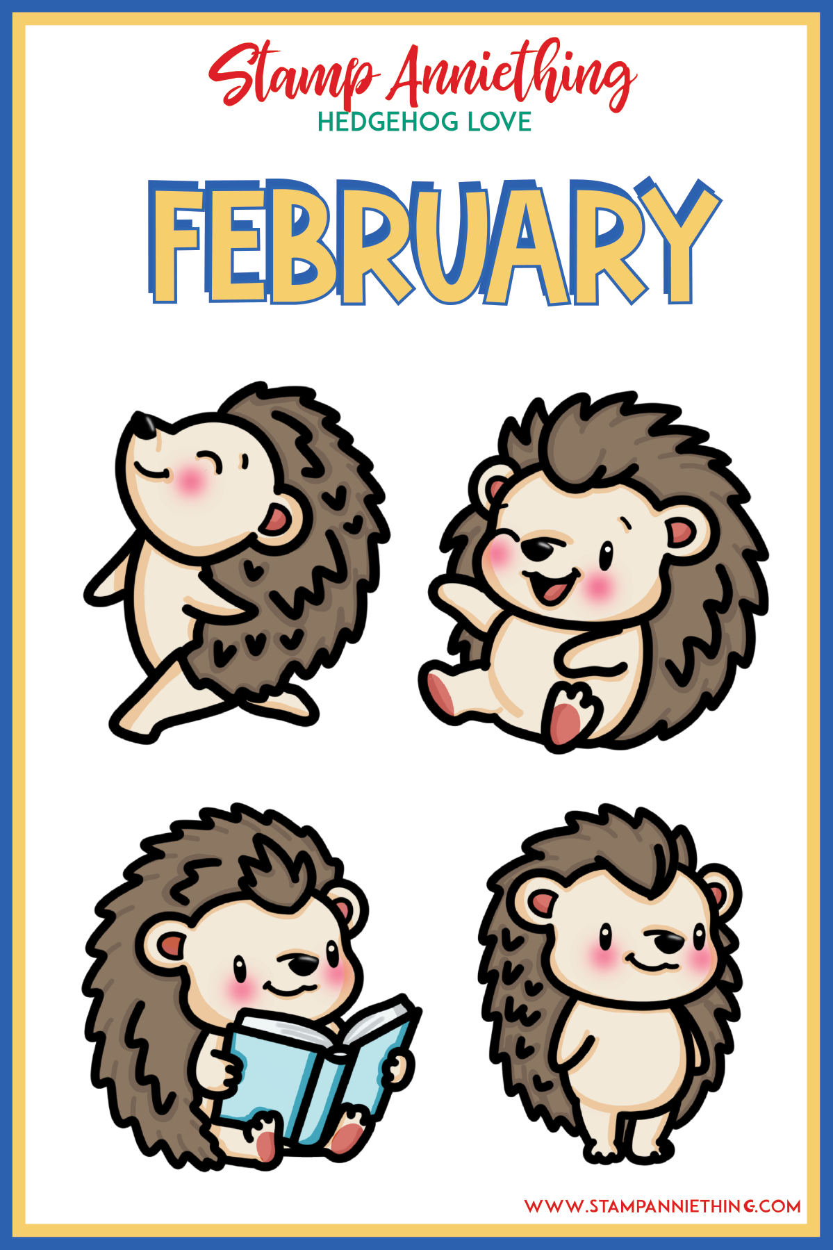 Hedgehog Love - February - Sticker Set