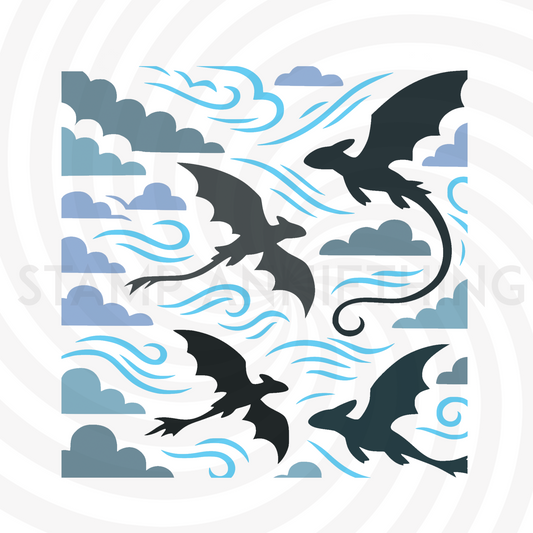 Dragons in the Sky Stencil