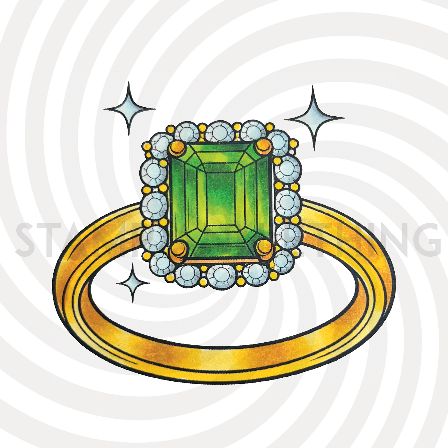 Emerald Ring Digital Stamp