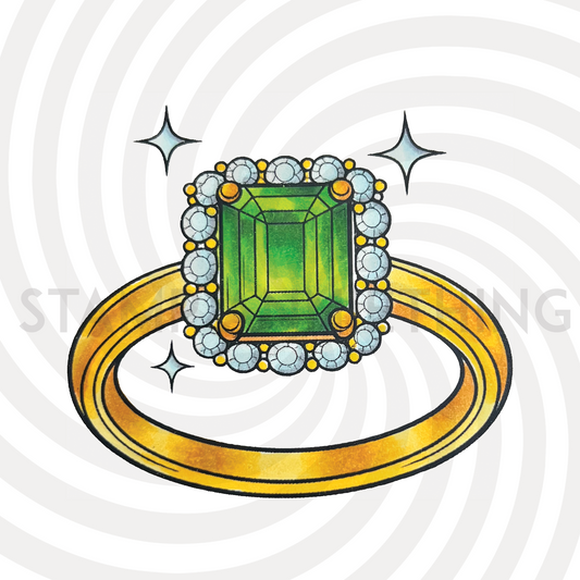 Emerald Ring Digital Stamp