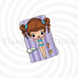 Beach Towel Girl DIGITAL STAMP