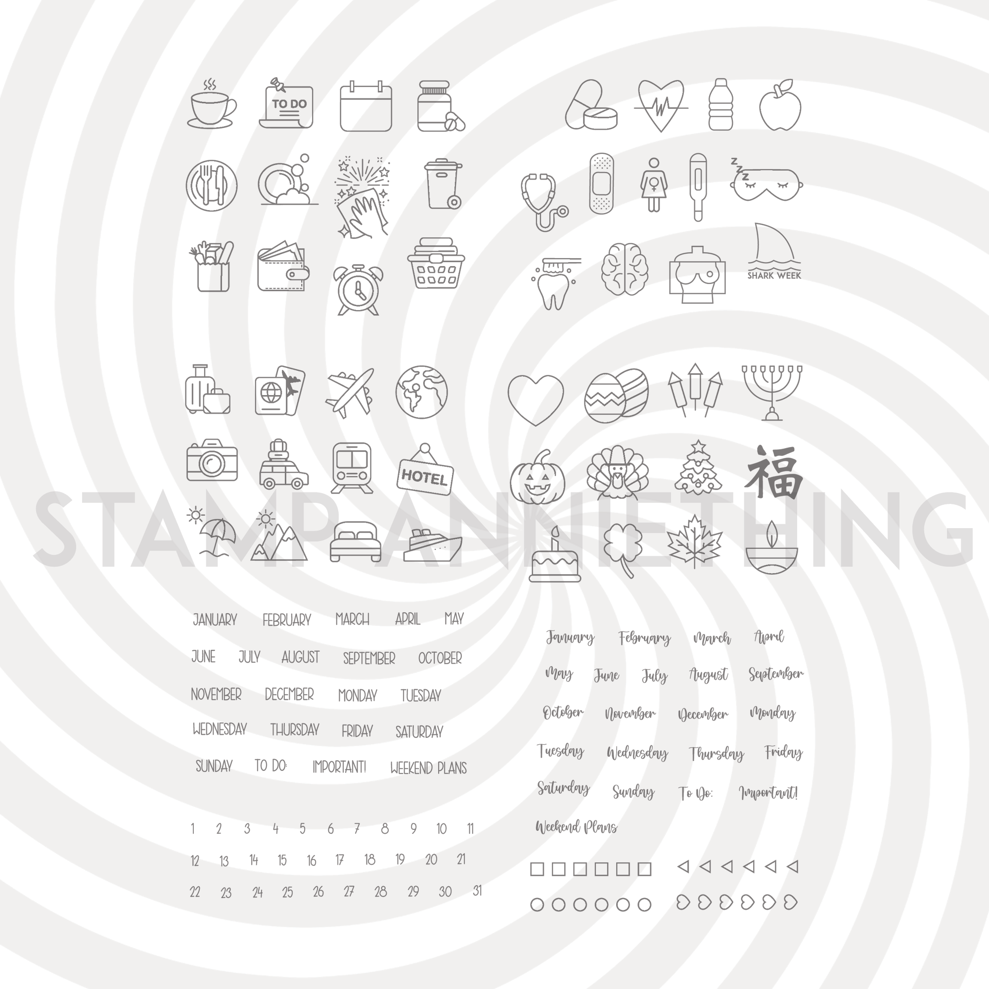 Planner Essentials 1 Stamp Set – Stamp Anniething