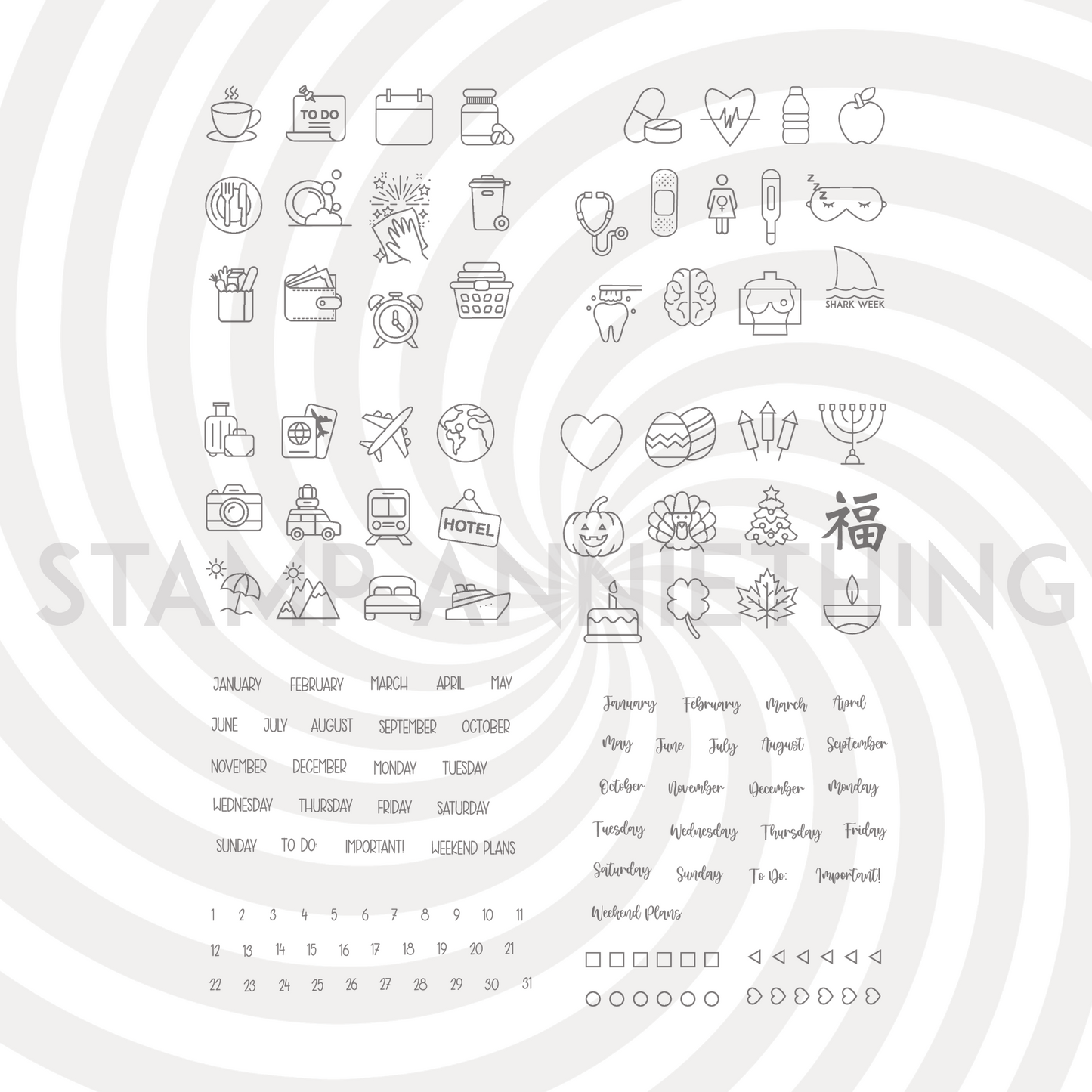 Planner Essentials 1 Stamp Set