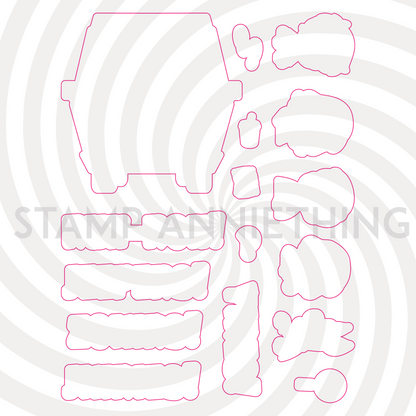 Mystery Adventure Bundle – 2 Stamp Sets with Matching Outline Dies