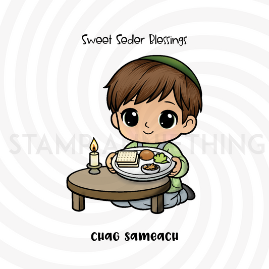 Sweet Seder Blessings Digi Stamp – Passover Chibi Digital Stamp