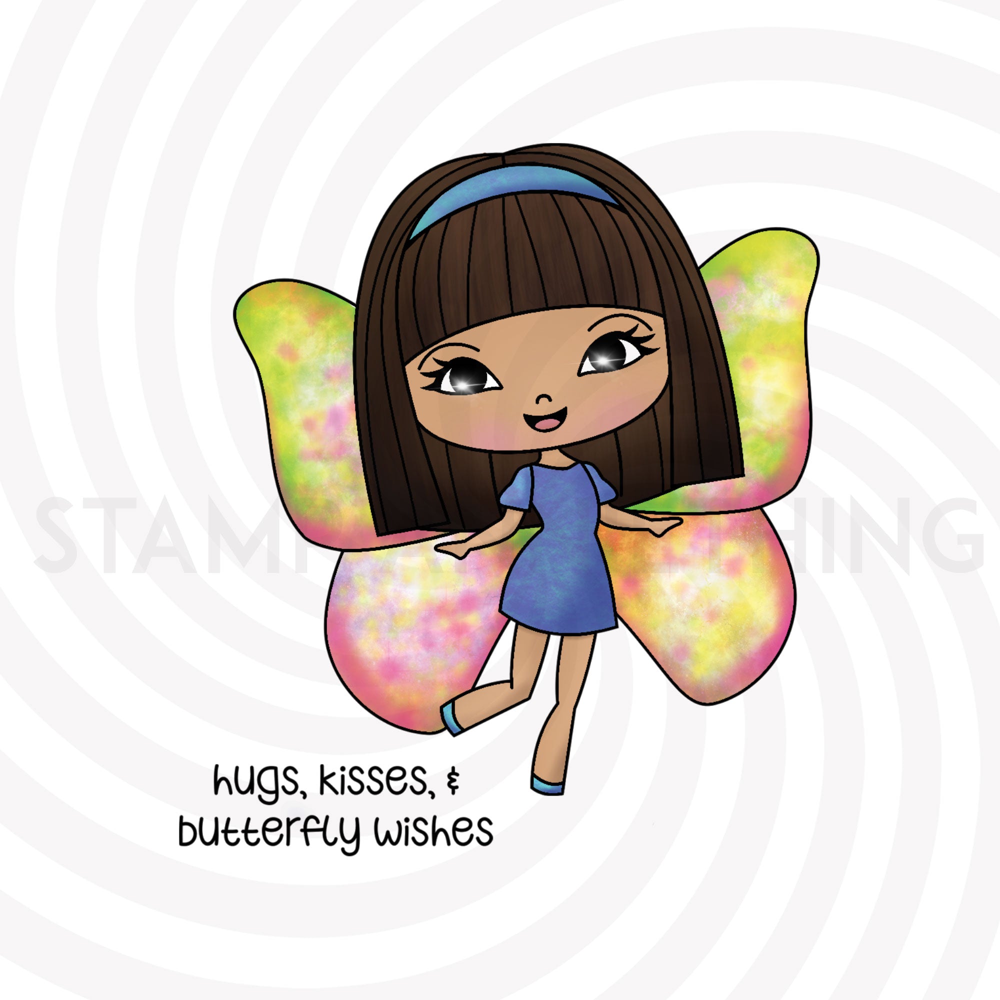 Hugs, Kisses & Butterfly Wishes -DIGITAL STAMP