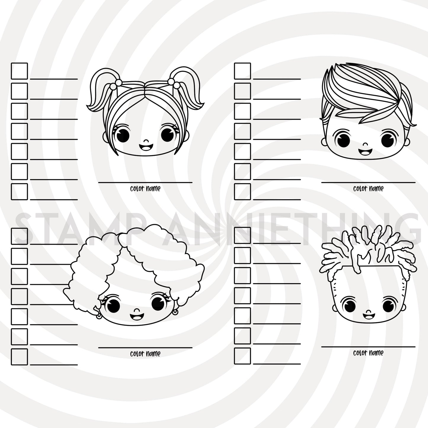 Hair and Skin Swatch Stamp Set 6 x 8