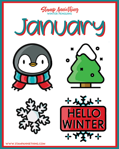 Winter Penguins - January - Sticker Set