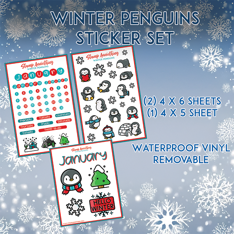 Winter Penguins - January - Sticker Set