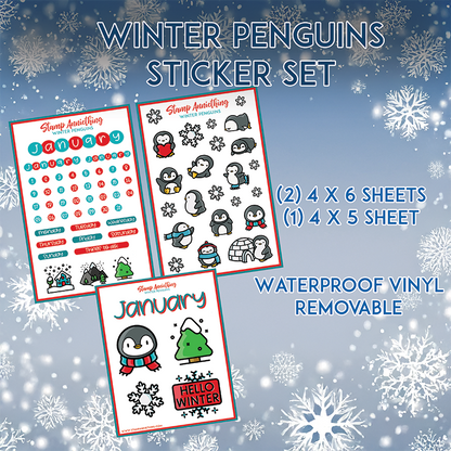 Winter Penguins - January - Sticker Set